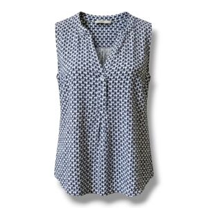 Dalia women's blue & white Sailboats Nautical sleeveless tank top blouse - small